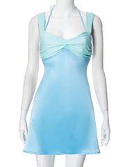 Ruched Lace Up Cami Mini Dress