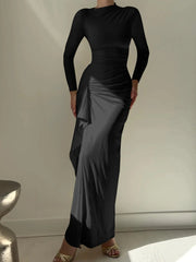 Ruched Long Sleeve Maxi Dress