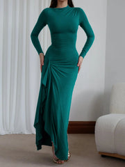 Ruched Long Sleeve Maxi Dress