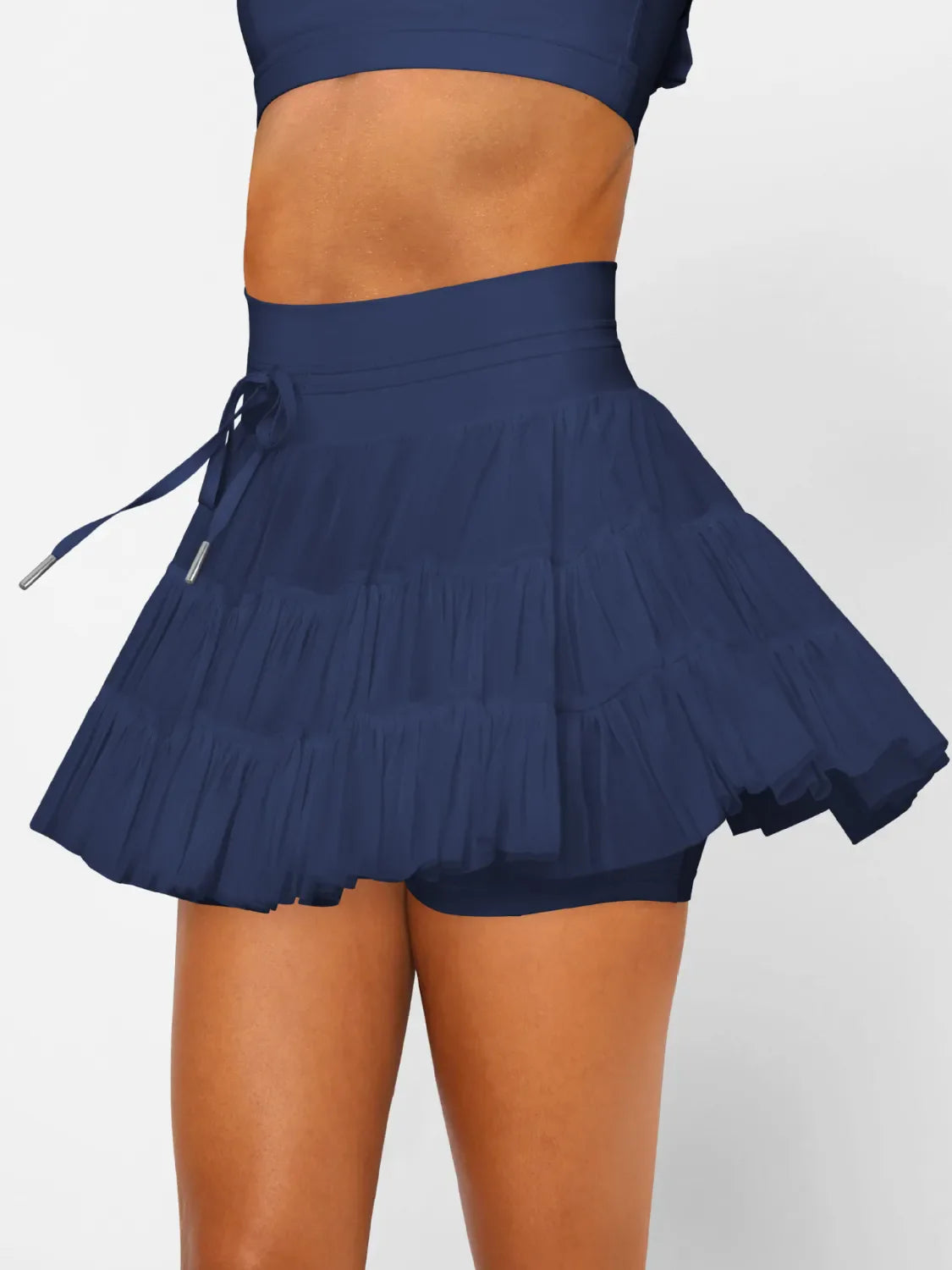 Ruched Mini Skort with Pockets Dark Navy / S
