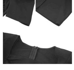 Ruched Puff Sleeves Midi Dress