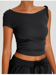 Ruched Side Crop T-Shirt Black / S