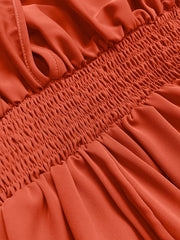 Ruched Sleeve V-Neck Maxi Dress