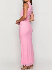 Ruched Sleeveless Bodycon Maxi Dress