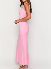 Ruched Sleeveless Bodycon Maxi Dress