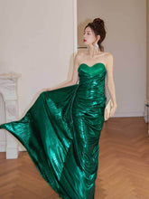 Ruched Strapless Evening Maxi Dress XS / Green