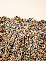 Ruffle Sleeve Notched Blouse