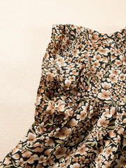 Ruffle Sleeve Notched Blouse