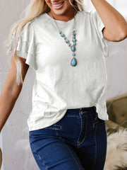 Ruffle Sleeve Round Neck Top