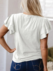 Ruffle Sleeve Round Neck Top