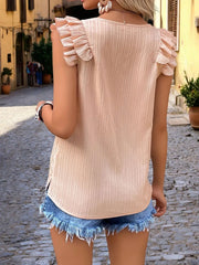 Ruffle Sleeve V-Neck Blouse