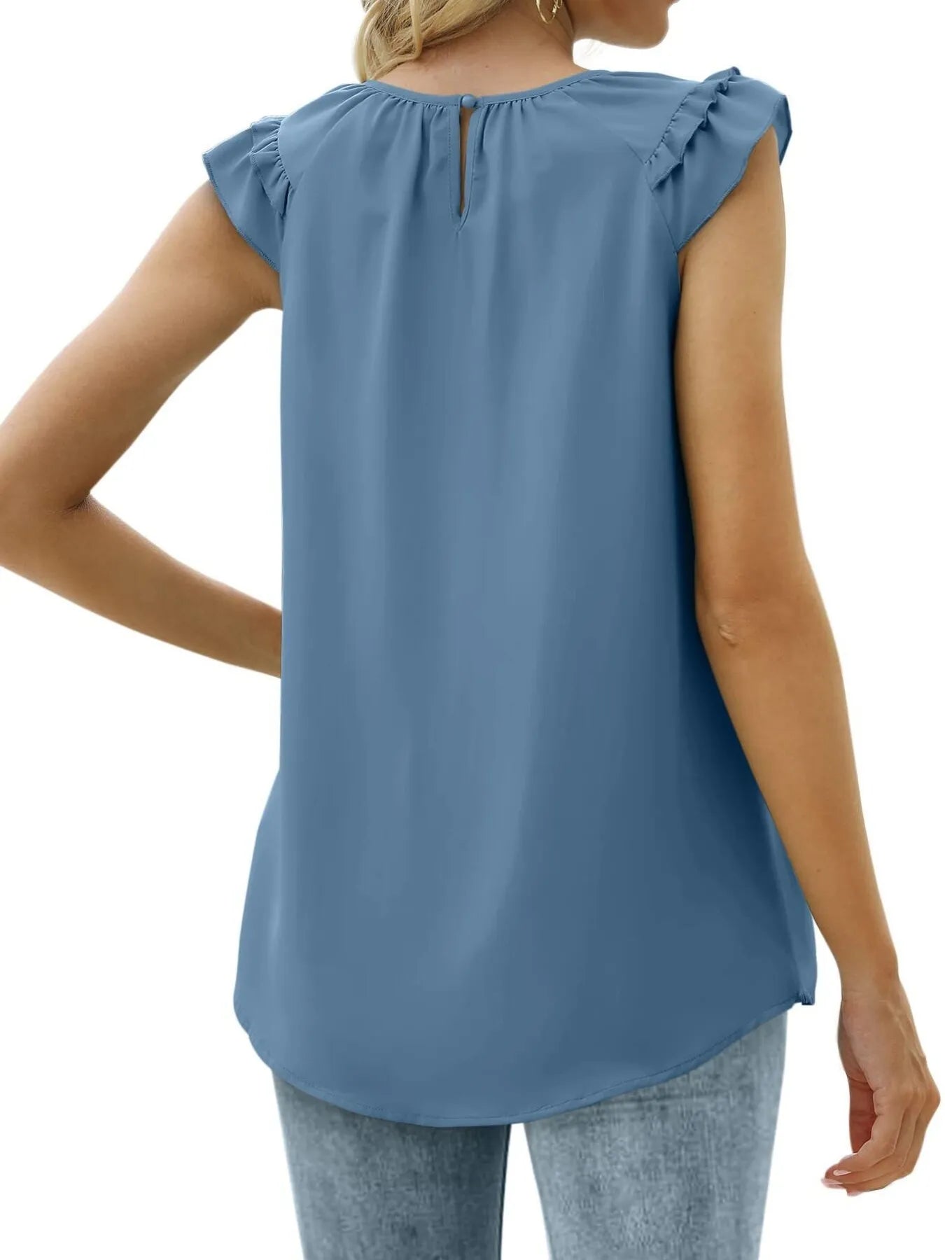 Ruffle Trim Round Neck Blouse