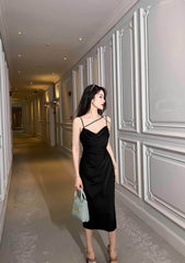 Ruffled Asymmetrical Satin Slip Dress