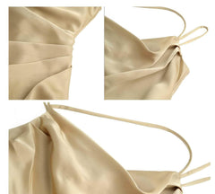 Ruffled Asymmetrical Satin Slip Dress