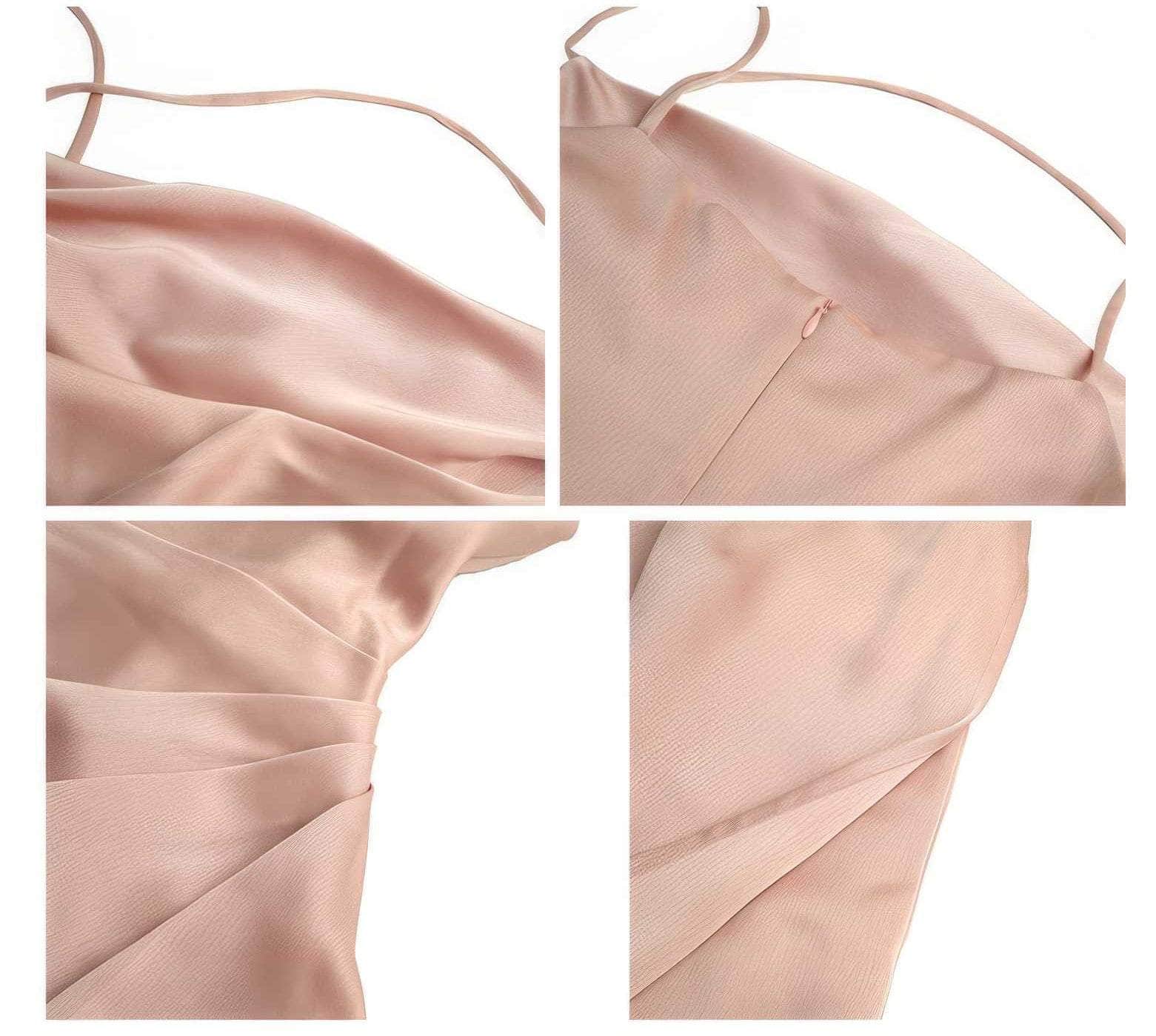 Ruffled Asymmetrical Satin Slip Dress