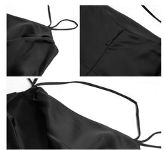 Ruffled Asymmetrical Satin Slip Dress
