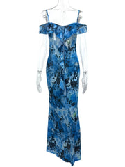 Ruffled Floral Print Maxi Dress