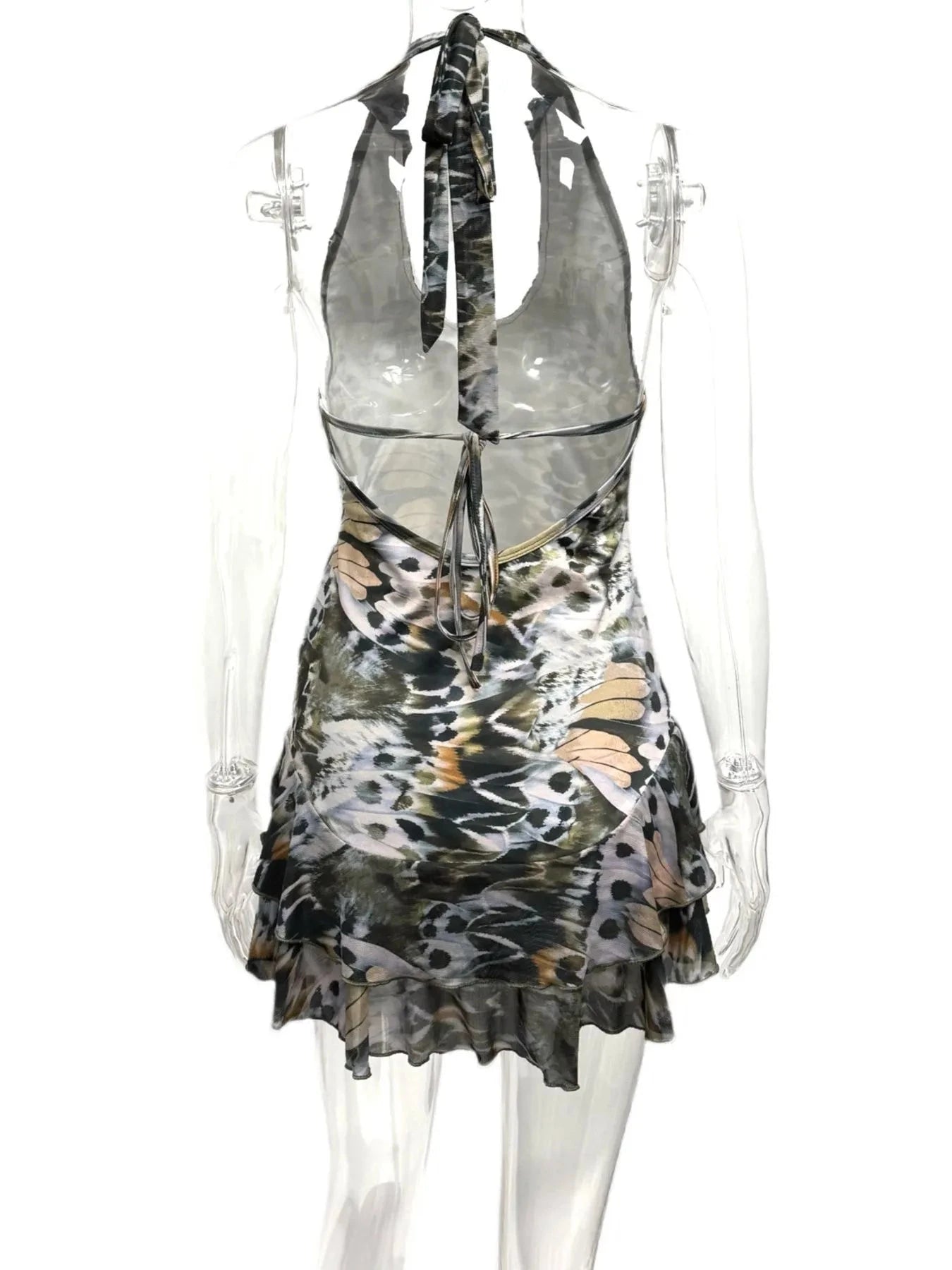 Ruffled Halter Neck Mini Dress