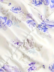 Ruffled Hem Floral Tie-Strap Mini Dress