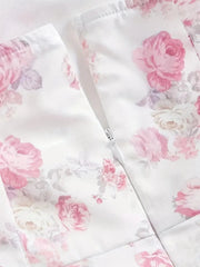 Ruffled Hem Floral Tie-Strap Mini Dress