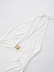 Ruffled Hem Halter Neck Mini Dress