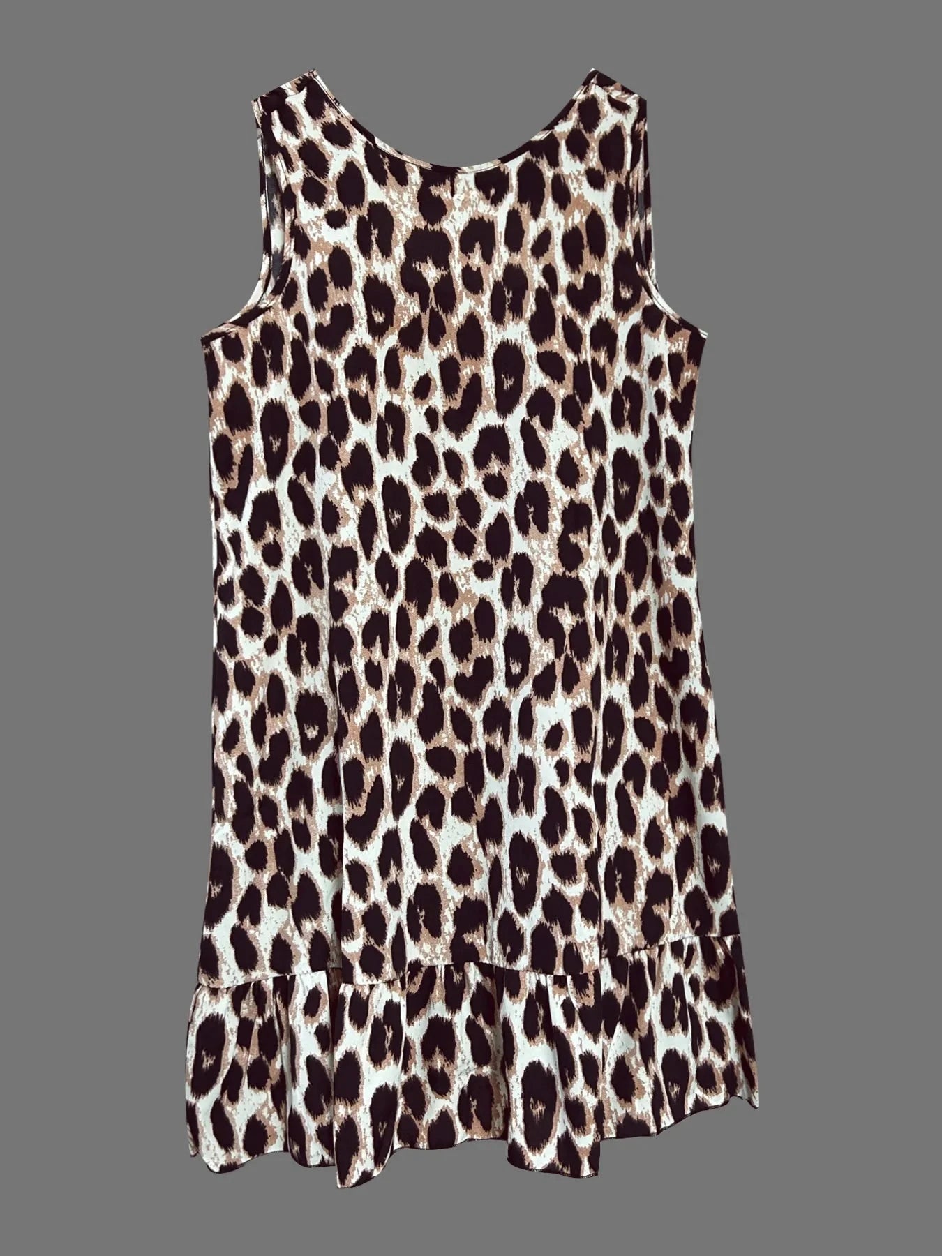 Ruffled Hem Leopard Sleeveless Dress