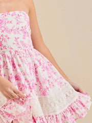 Ruffled Hem Printed Tube Dress