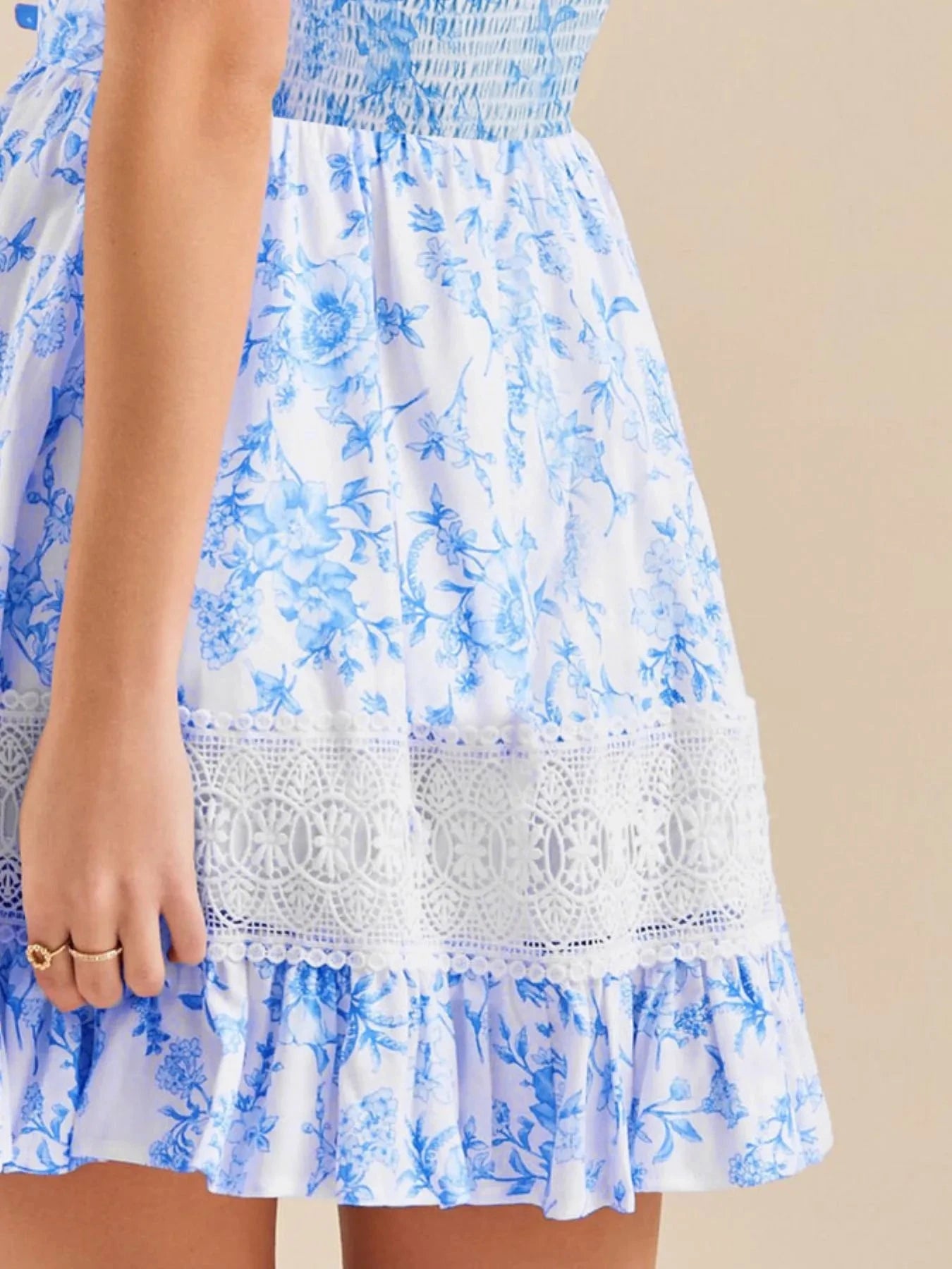 Ruffled Hem Printed Tube Dress