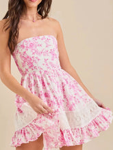 Ruffled Hem Printed Tube Dress Pink / S