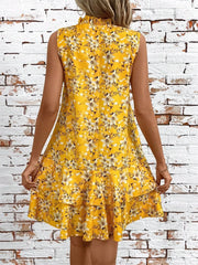 Ruffled Hem Sleeveless Mini Dress