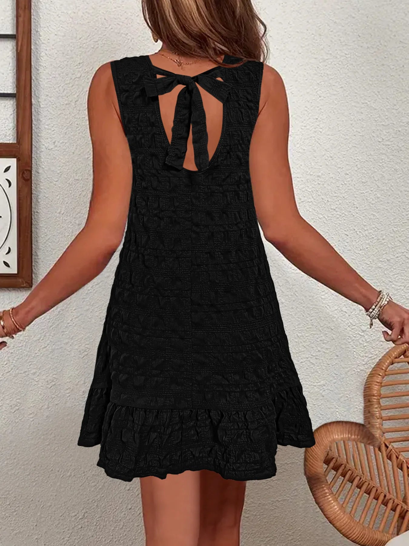Ruffled Hem Sleeveless Mini Dress