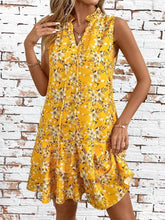 Ruffled Hem Sleeveless Mini Dress Yellow / S