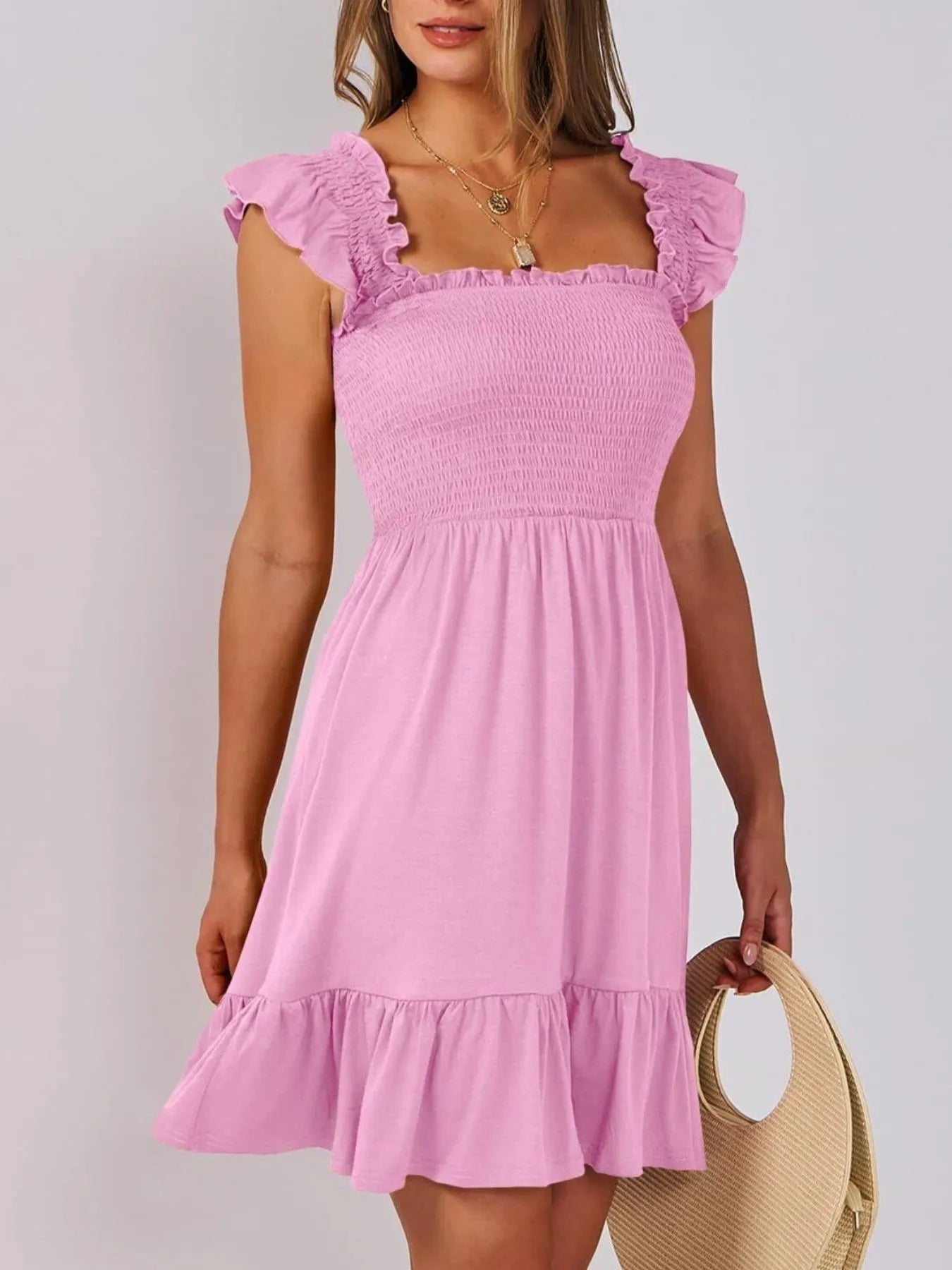 Ruffled Hem Smocked Cami Dress
