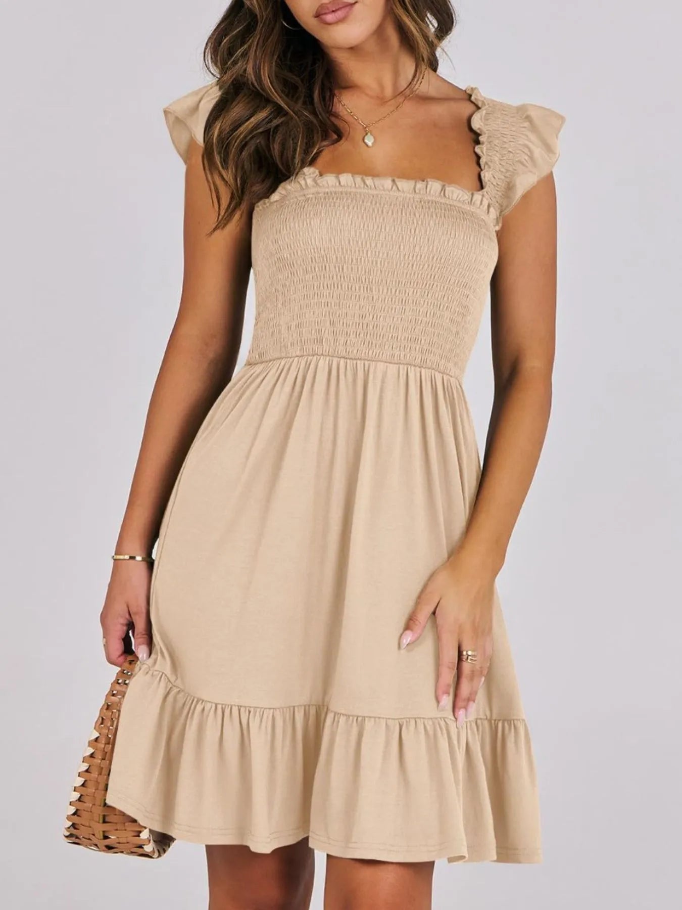 Ruffled Hem Smocked Cami Dress