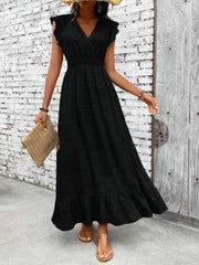 Ruffled Hem Surplice Midi Dress