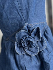 Ruffled Layered Scoop Neck Denim Dress