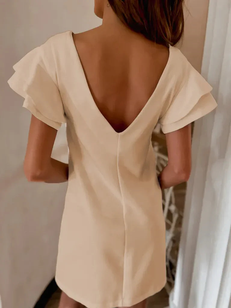 Ruffled Layered Short Sleeve Mini Dress