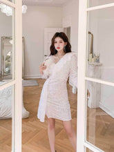 Ruffled One-Shoulder Sequin Peplum Mini Dress M / White