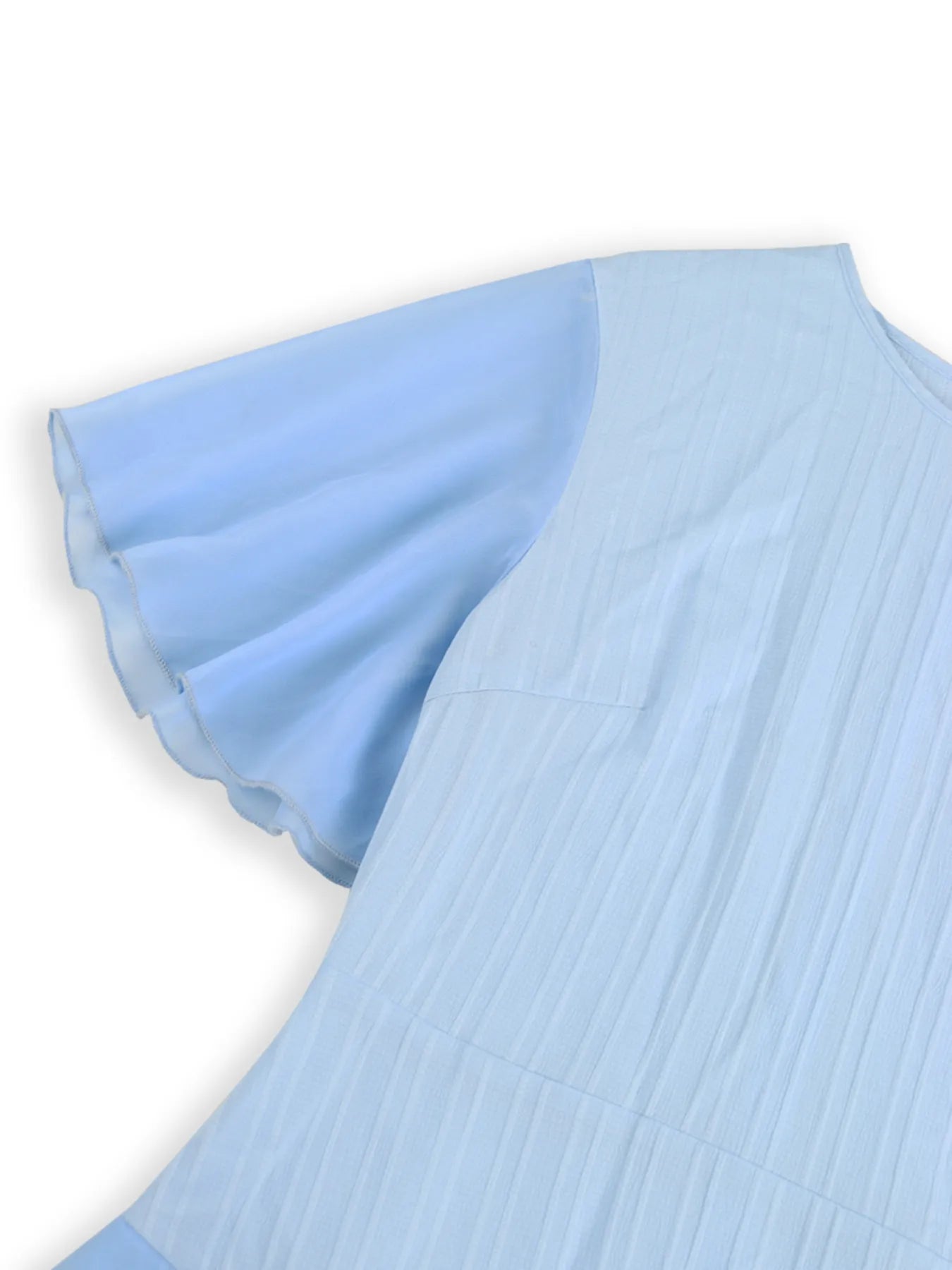 Ruffled Round Neck Flutter Sleeve Dress