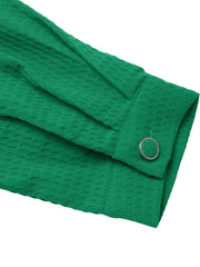 Ruffled Round Neck Long Sleeve Textured Blouse