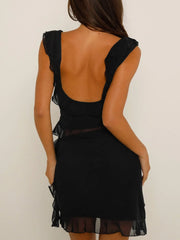 Ruffled Scoop Neck Tank and Skirt Set