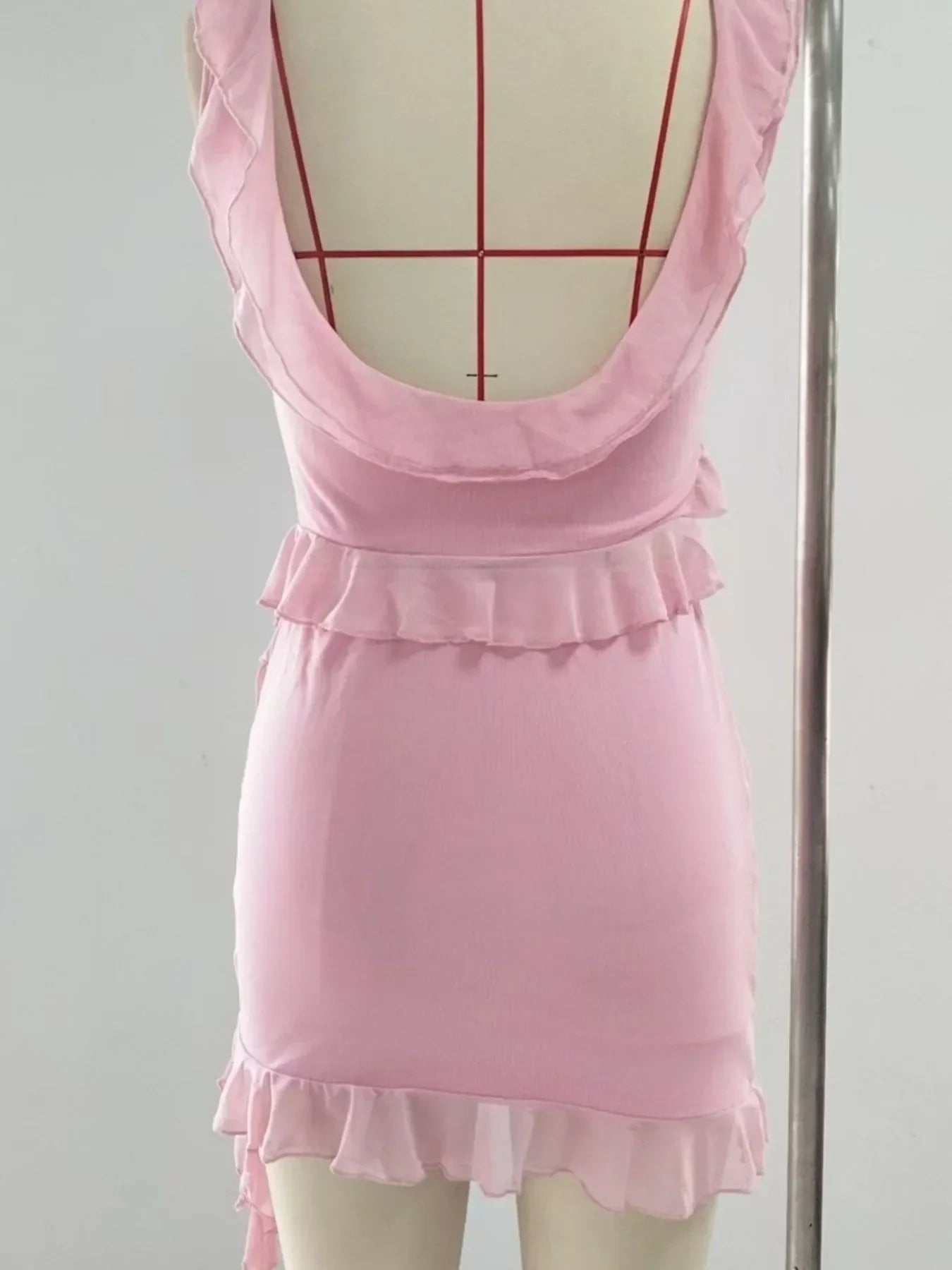 Ruffled Scoop Neck Tank and Skirt Set