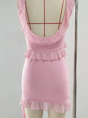 Ruffled Scoop Neck Tank and Skirt Set