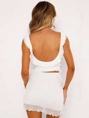 Ruffled Scoop Neck Tank and Skirt Set