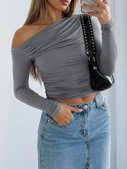 Ruffled Single Shoulder T-Shirt