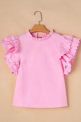 Ruffled Sleeve Frilled Collar Blouse