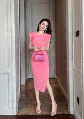 Ruffled Sleeveless Asymmetrical Hem Dress