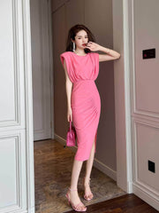 Ruffled Sleeveless Asymmetrical Hem Dress
