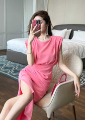 Ruffled Sleeveless Asymmetrical Hem Dress