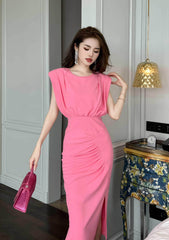 Ruffled Sleeveless Asymmetrical Hem Dress